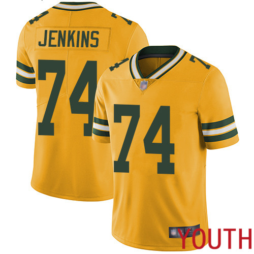 Green Bay Packers Limited Gold Youth 74 Jenkins Elgton Jersey Nike NFL Rush Vapor Untouchable
